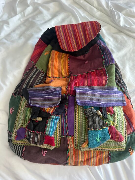 Handmade Nepal Patchwork Backpack Boho Hippie Festival Cotton Colorful Ethnic main image 6